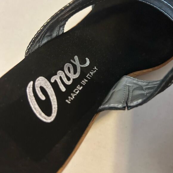 ONEX MADE IN ITALY SIZE 8.5 WOMEN'S BLACK OPEN-TOE SLIPON 3.5" WEDGE SANDALS 39 - Picture 7 of 10